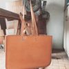 structured leather tote bag