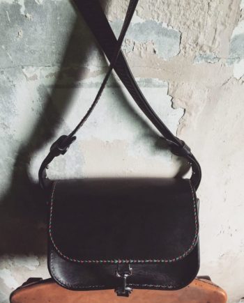 structured black leather crossbody bag