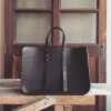 structured leather work tote