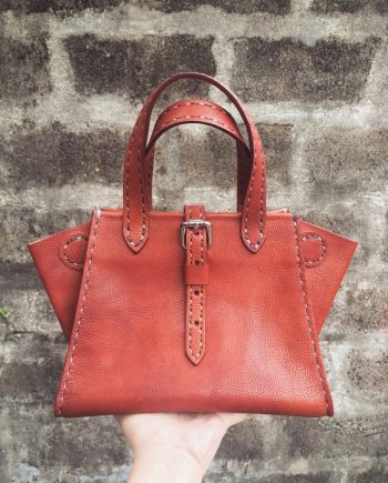 buckled leather tote