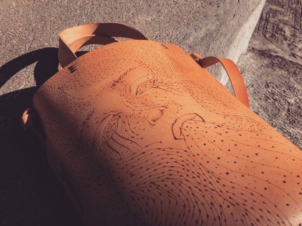 illustrated leather tote