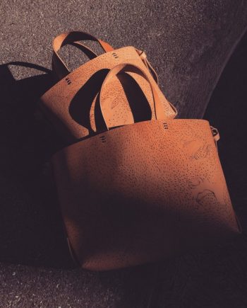 illustrated leather tote bag